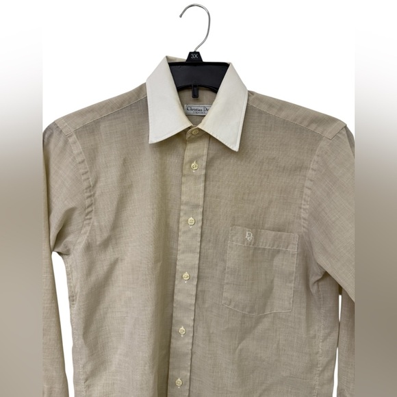 Dior Men's Beige Shirt Size 14 1/2- 32-33 - Picture 1 of 6